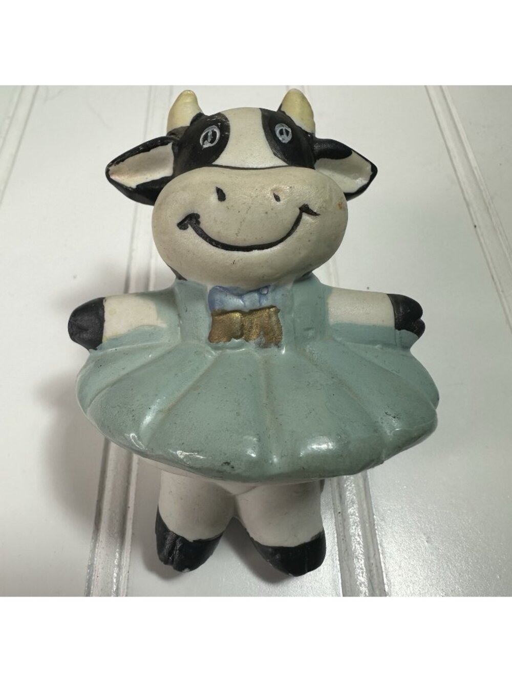 Vintage Ballerina Cow Sugar Salt Spice Top LID ONLY Bovine Farm Animal Retro